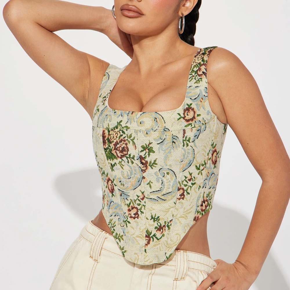Fashion Nova Elegant Days Jacquard Corset Top